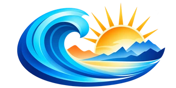 Blueeast wave and sunrise emblem